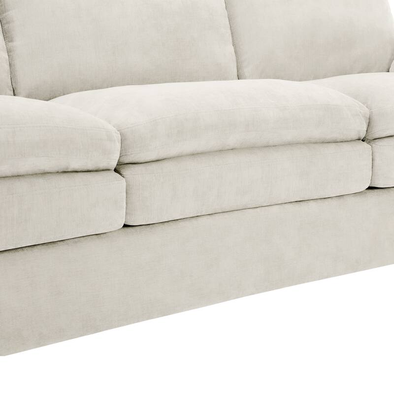 Modern Chenille Comfy Upholstered 3-Seat Sofa, Comfy Cloud 3-seater Sofa w2 Lumbar Pillow Plush Cushion Sofa Couch