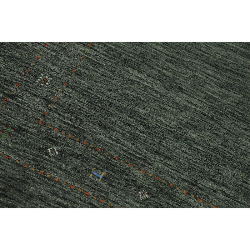 Hand Knotted Oriental 100% Wool Carpet Tribal Animal Pictorial Green Gabbeh Area Rug - 7' 4'' X 5' 5''