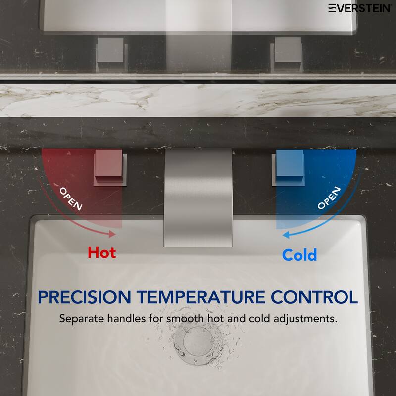 Widespread Bathroom Faucet 3 Hole, Double Handle Waterfall Bathroom Sink Faucet with Drain Assembly