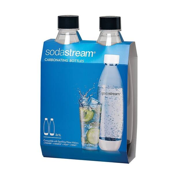 Shop Sodastream 1741221010 Black Source Carbonating Bottles 1 L 2 Pack Overstock 24033736