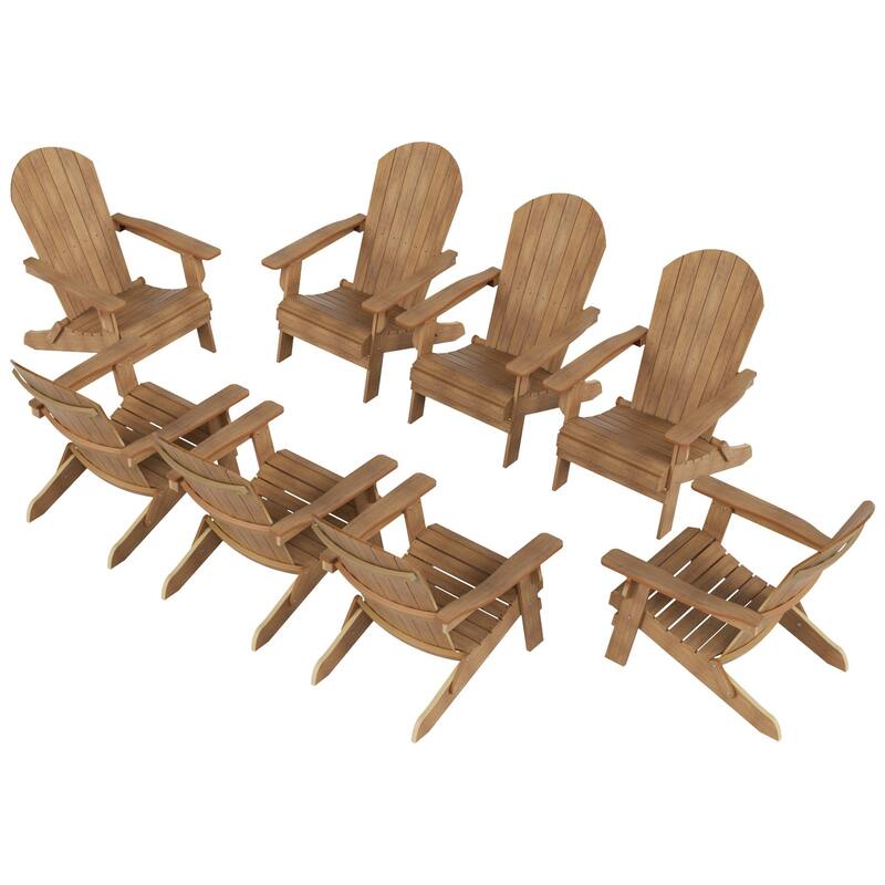 Vineyard HIPS Outdoor Folding Eco-Friendly All Weather Seashell Adirondack Chairs (8-Piece Conversation Set)