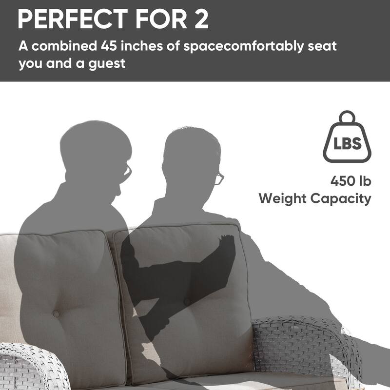 Pocassy Outdoor Loveseat Sofa with Table Funiture Set