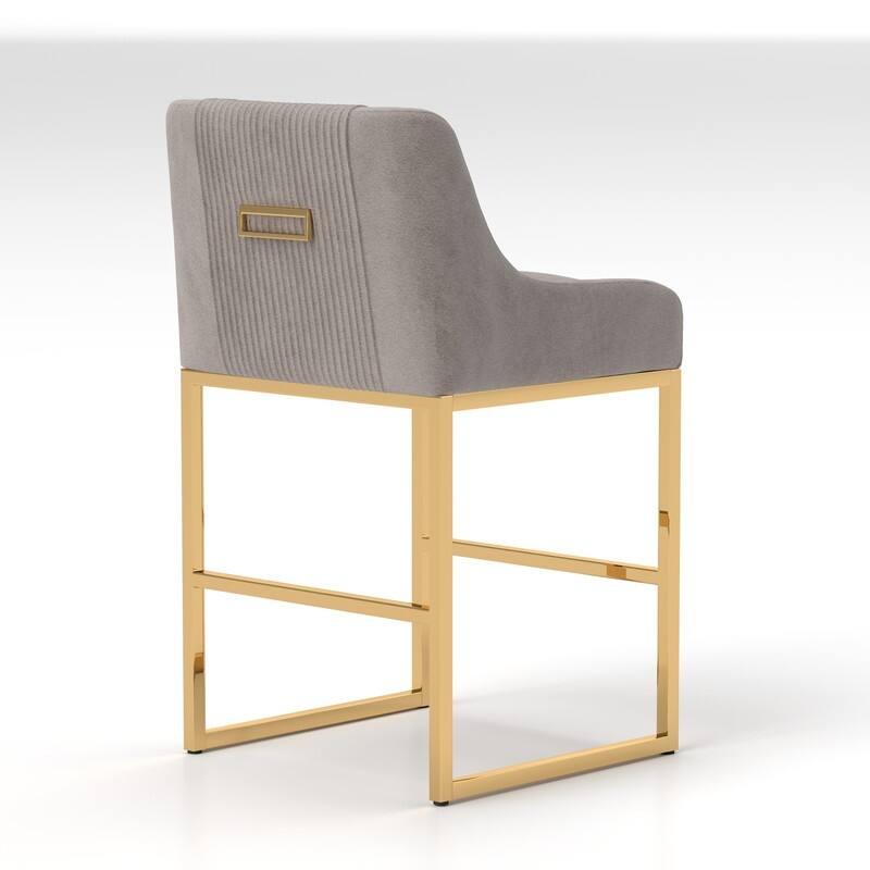 SEYNAR Modern Glam Velvet Golden Matel Frame Counter or High Bar Stools Set of 4
