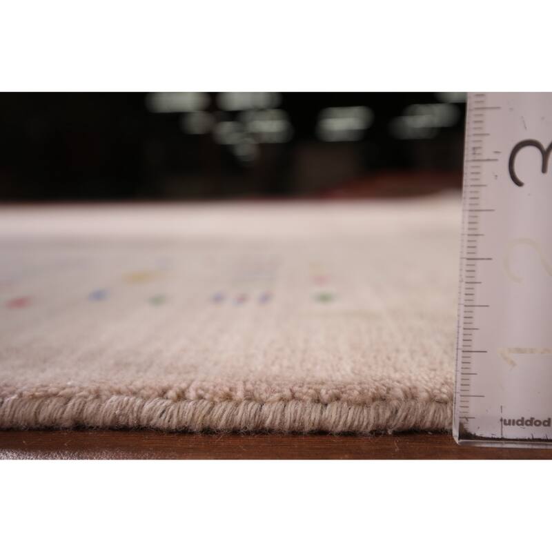 Gabbeh Oriental Square Area Rug Hand-Knotted Wool Carpet - 7'11" x 7'10"