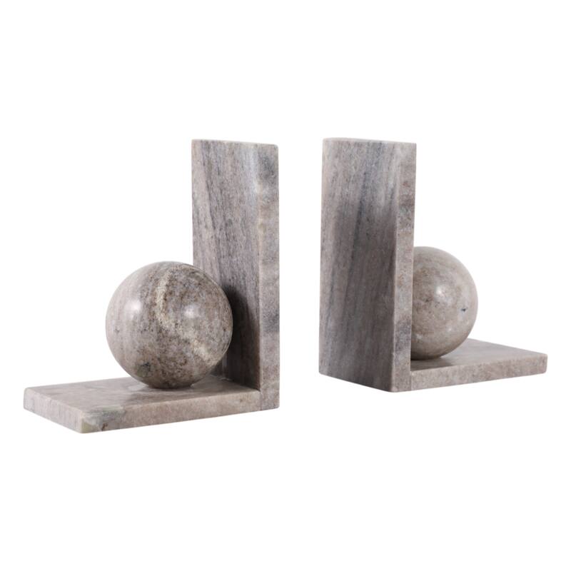 Decorative Bookends with Ball Orbs Accent - Set of 2, 6", Tan - 6.25"