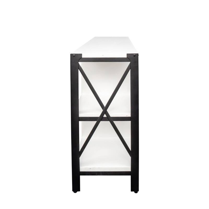 Rustic Industrial Media Console with Open Shelving - 80 Inch Wood & Metal TV Stand