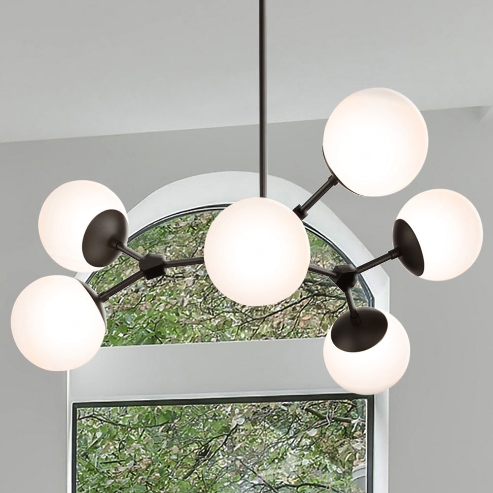 Luxury Minimalist Chandelier, 12.5H x 33.5W, with Modern Style, Matte Black, UHP4625 by Urban Ambiance