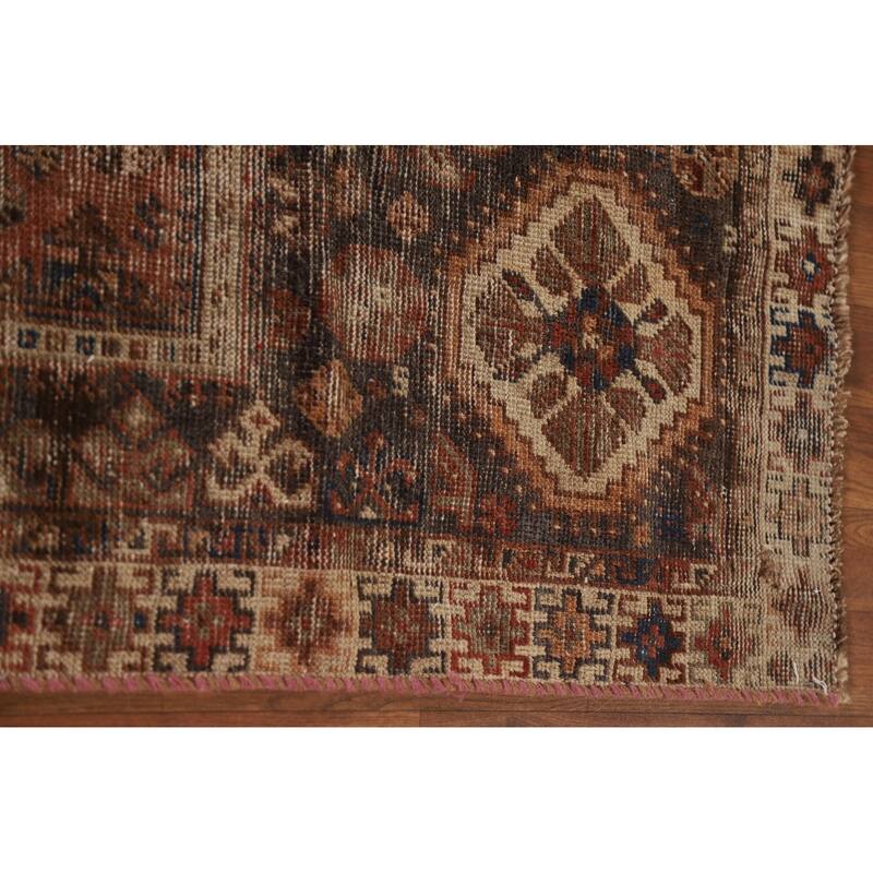 Pre-1900 Antique Qashqai Persian Rug Hand-knotted Wool Carpet - 5'2"x 6'5"