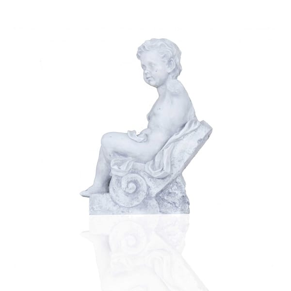 Vintage Look Off White Boy Sitting Statue Vintage Look Off White Boy Sitting Statue