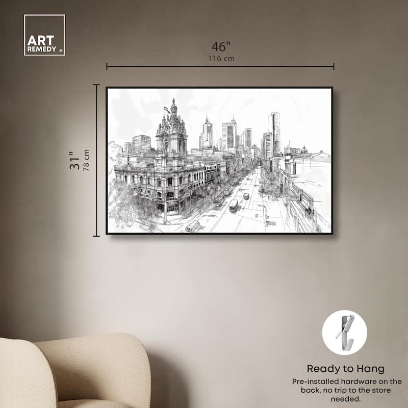 Collins Street Sketch Canvas by Art Remedy