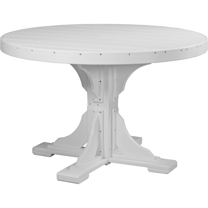 Poly Lumber Round Dining Table Set with Regular Chairs - Dining Height - White