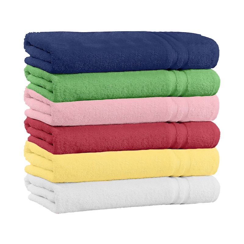 5-Pack 100% Cotton Extra Plush & Absorbent Bath Towels - Multi-color