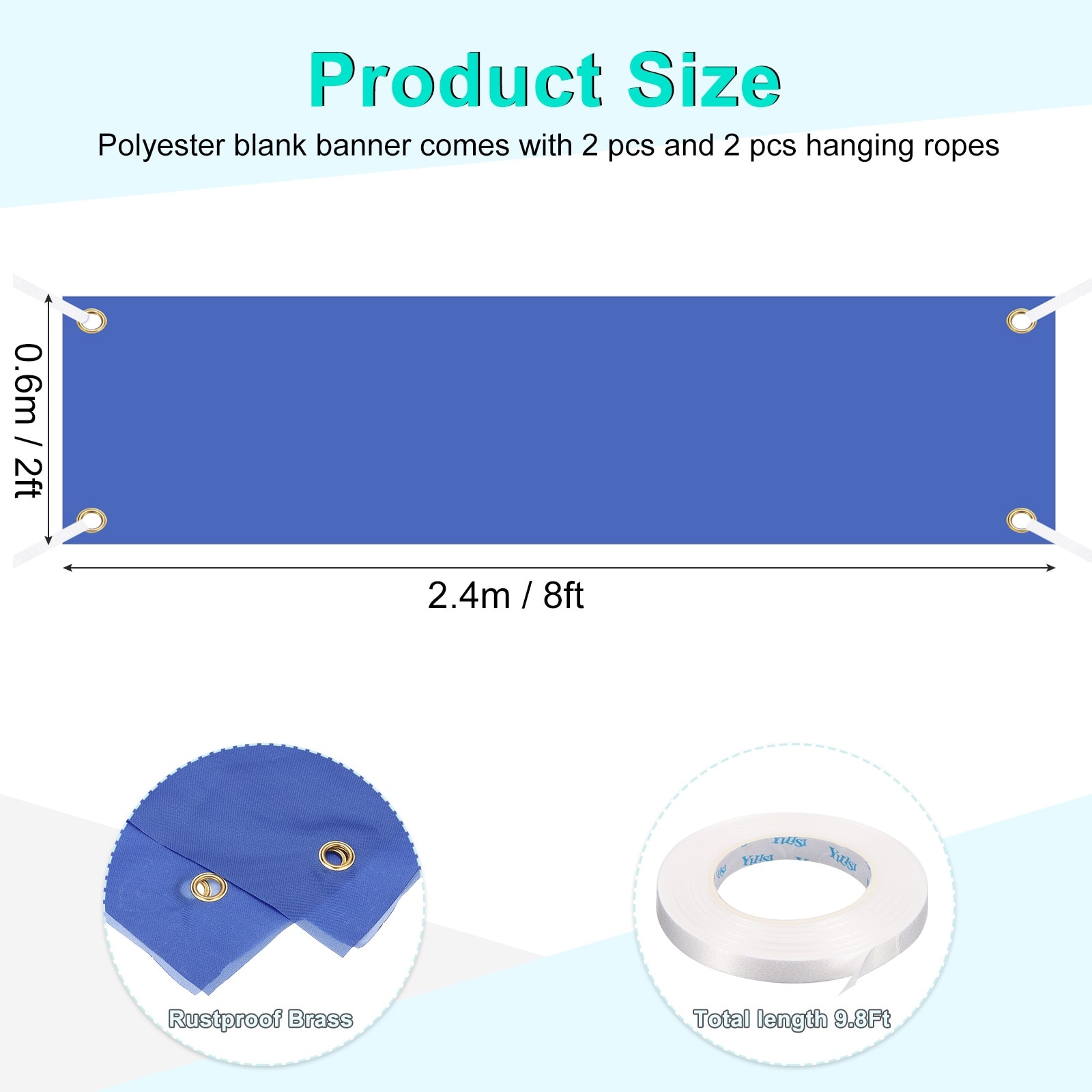 Large Black Blank Banner and Signs 2 x 4 Feet, 2 Set Sublimation Banners