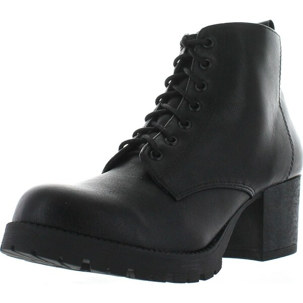 Women's Nevitt Faux Leather Lace Up Chunky Heel Combat Style Boots Women's Nevitt Faux Leather Lace Up Chunky Heel Combat Style Boots