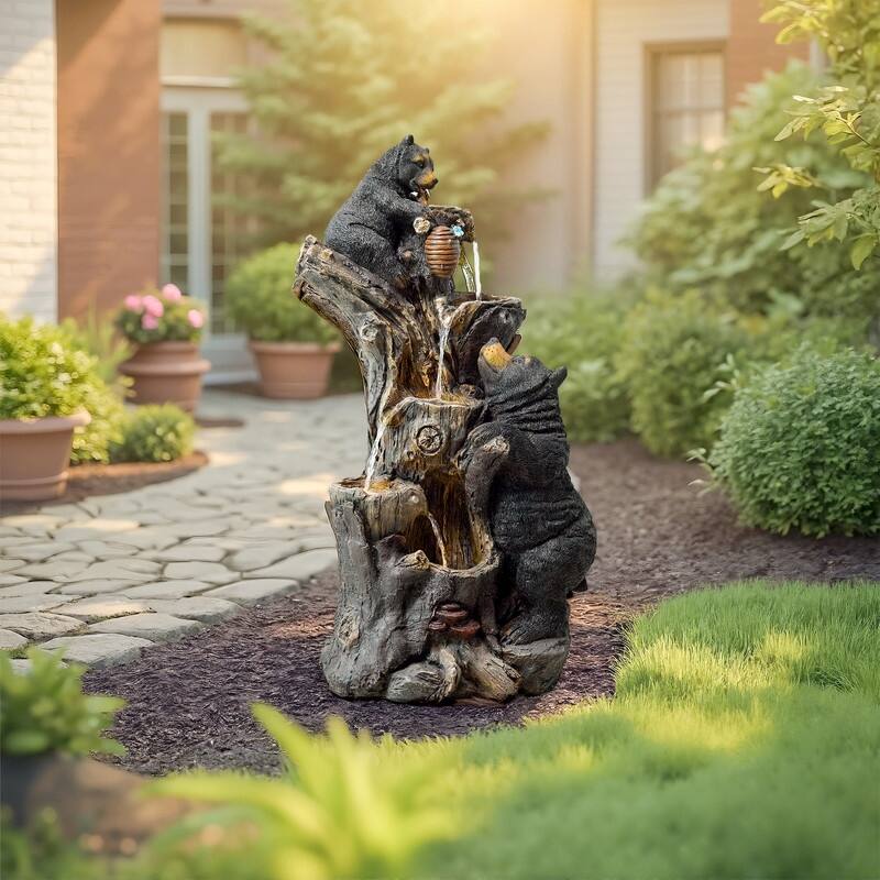 Vbal 4-Tier Bear & Honeycomb Fountain with LED Light