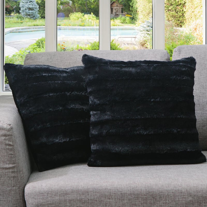 Cheer Collection Decorative Throw Pillows for Couch & Bed (Set of 2) - 18 x 18 - Black