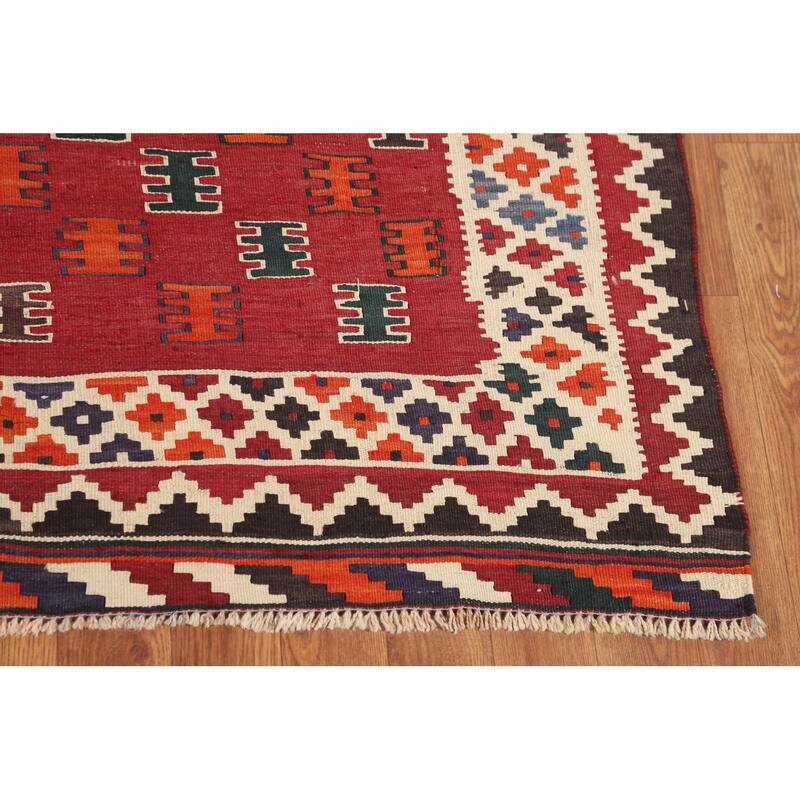Kilim Qashqai Persian Vintage Rug Hand-Woven Wool Carpet - 5'0"x 7'9"