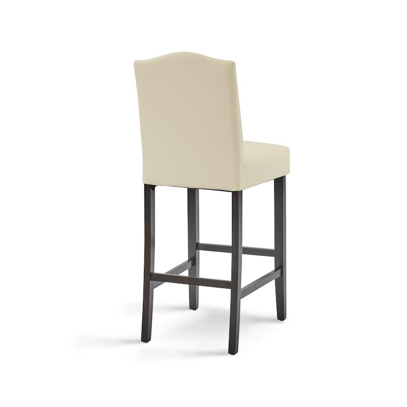 Counter Height Bar Stools Set of 2, PU Leather Upholstered Bar Stools, Dining Chairs with Nailheads & Rubber Wood Legs