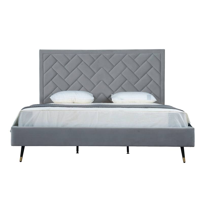 Manhattan Comfort Crosby Velvet Upholstered Bed