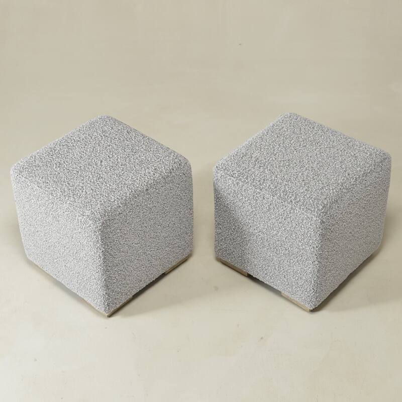 KINWELL 18.5" W Square Boucle Upholstered Ottoman Entryway Footstool