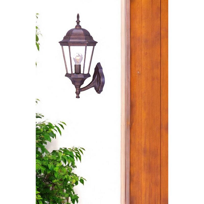 Aluminum Swing Arm Lantern Wall Light with Beveled Glass - 10” x 9” x 21.5” (D x W x H)