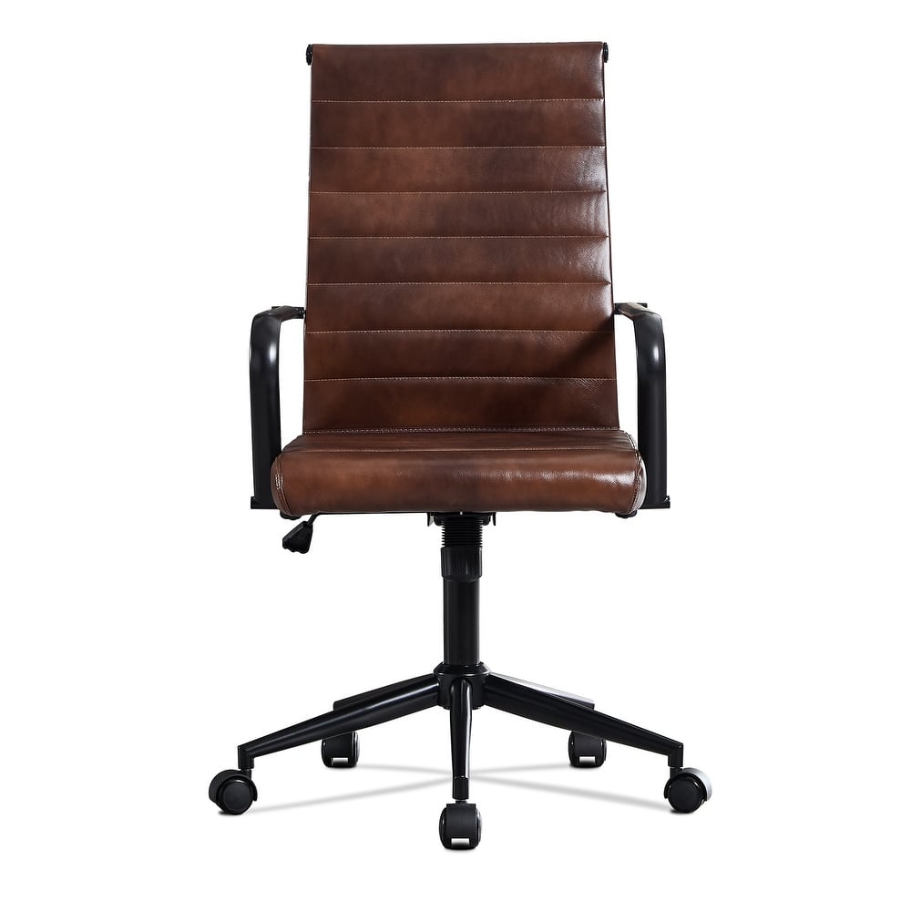 Ergonomic Office Chair Full-Grain Leather with Lumbar Support