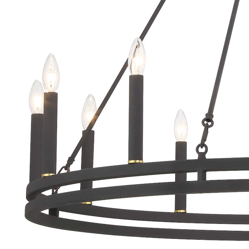 Acroma 12-light 40In Farmhouse Updated Wagon Wheel Chandelier Candle Lighting