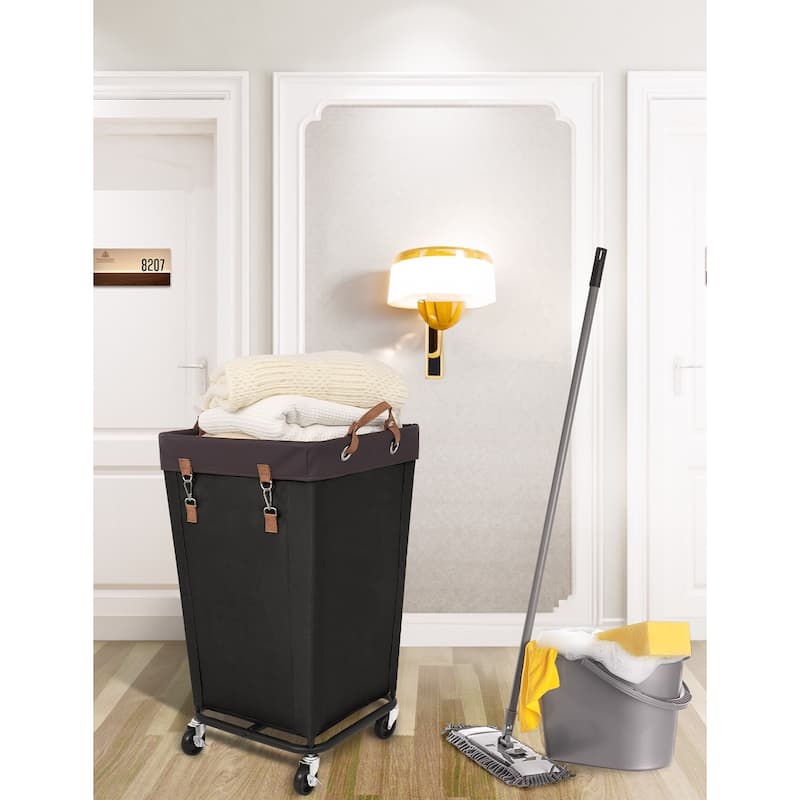 Large Laundry Hamper with Wheels, 160L Canvas Laundry Basket for Hotel, Home, Closet, Dorm