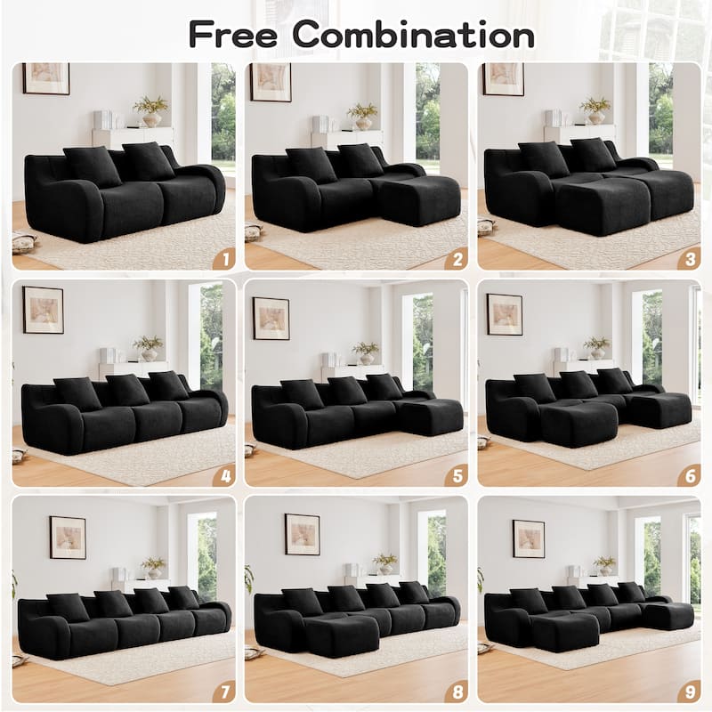 GDF Studio - Fairford U-Shaped 4-Seat Modular Sofa With Curved Armrests & Non-Slip Base