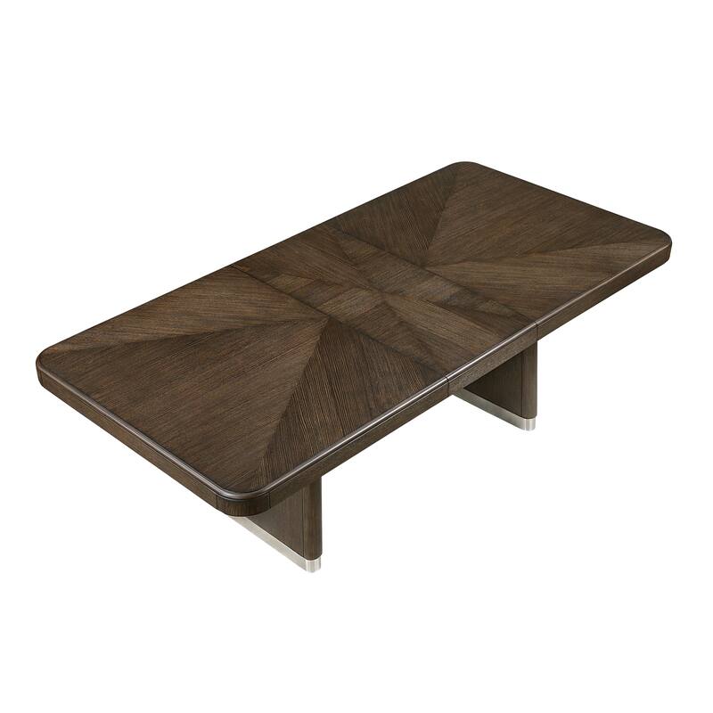 Contemporary Aesthetic Dining Set Extendable Table with Chairs Upholstered Beige Brown Furniture