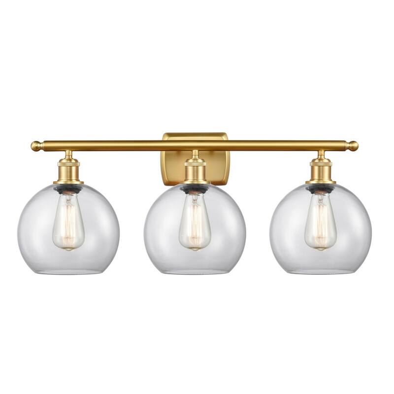 Innovations Lighting Athens 3 Light 26" Bath Vanity Light - 8" Shade - Clear/Satin Gold