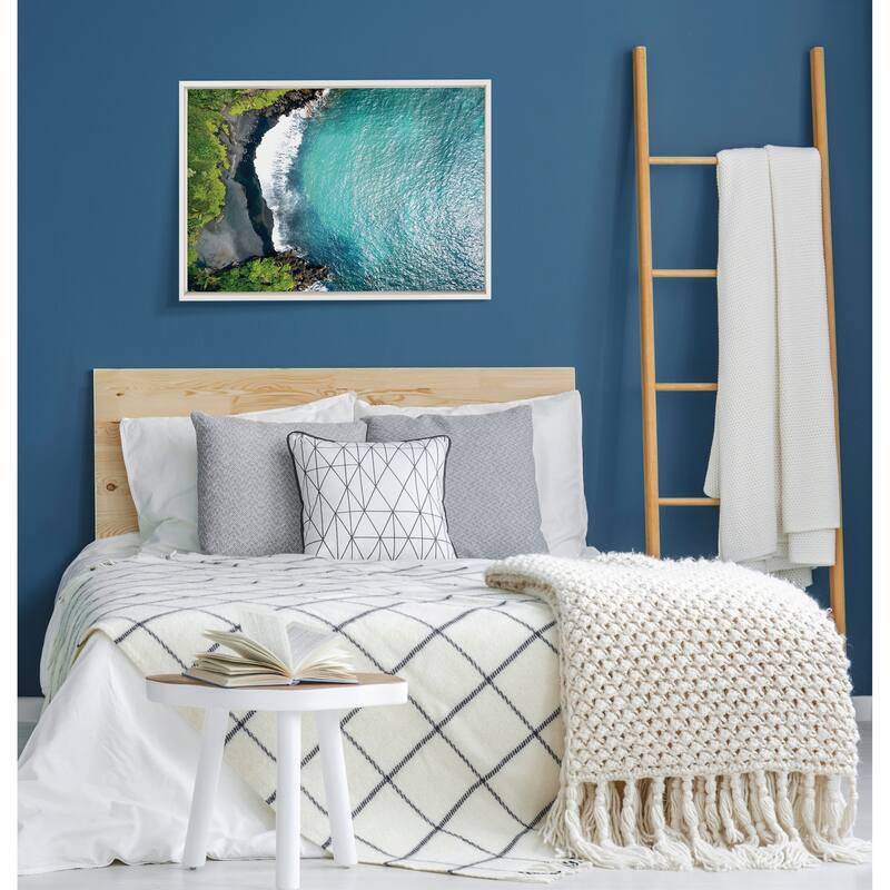 Kate and Laurel Sylvie Maui Black Sand Framed Canvas by Rachel Bolgov