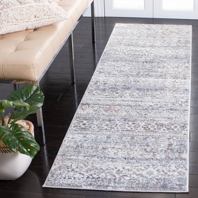 SAFAVIEH Amelia Petty Distressed Rug - 2'3" x 8' Runner - Grey/Gold
