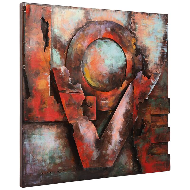 "Love" Mixed Media Iron Hand Painted Dimensional Wall Art