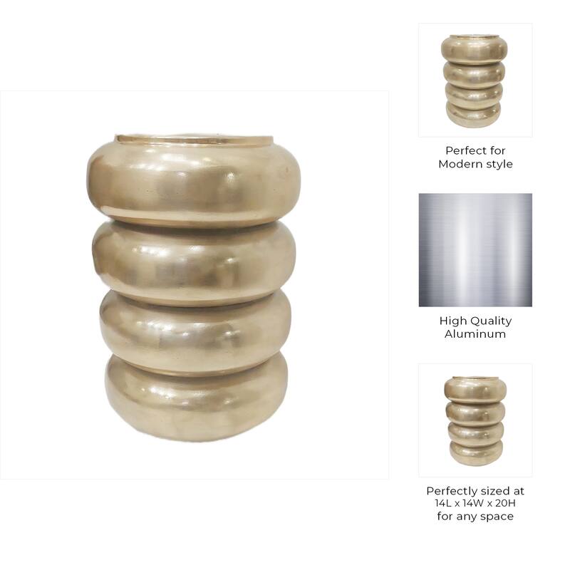 Metal Aluminum Sculptural Accent Table Savoir Trend - 20" Bronze - 14" x 14" x 20"