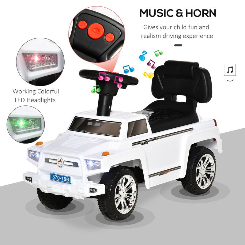 Toddler Ride on SUV Push Car with Working Horn, Music, Hidden Storage, Anti-Tipping System and Realistic Off-Road Style