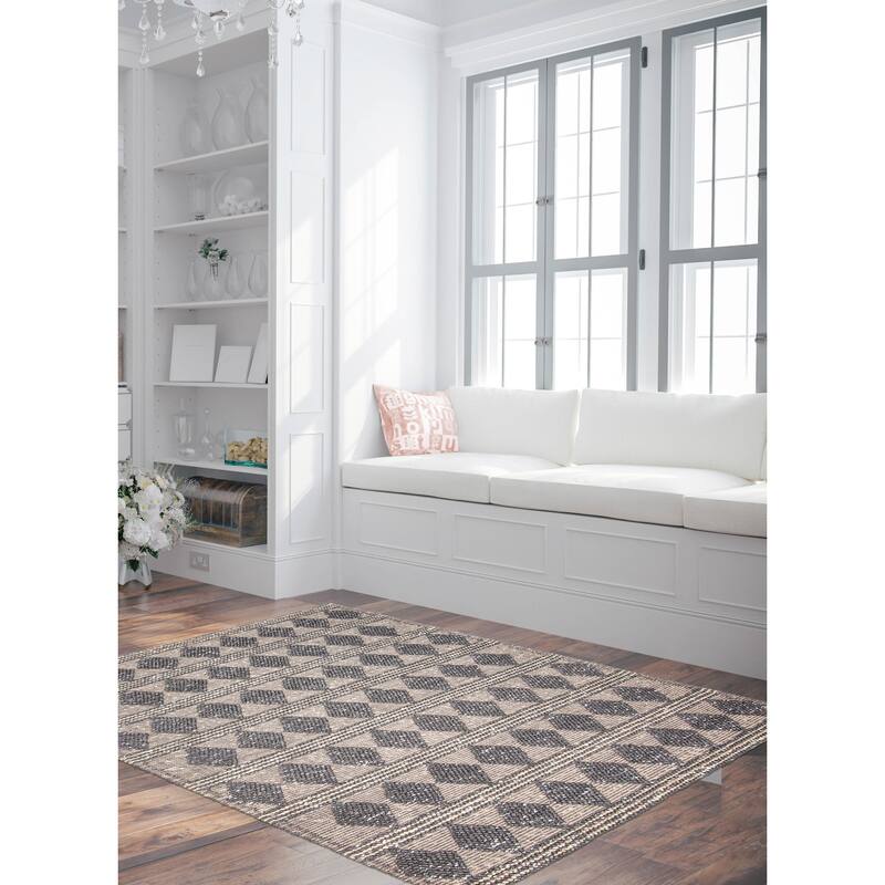 ECARPETGALLERY Braid weave Sienna Grey Wool Rug - 6'0 x 8'11