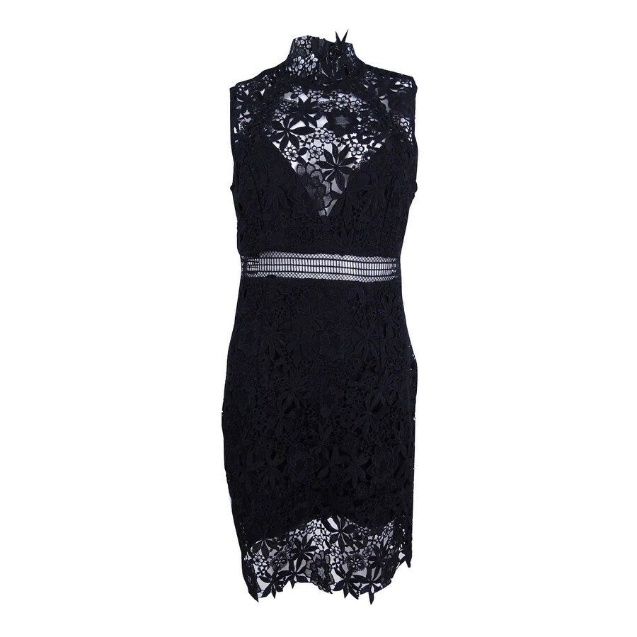 bardot lace illusion sheath dress