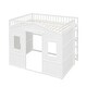 preview thumbnail 7 of 26, Full Size House Loft Bed, Wood House Bed Frame with Windows, Child Loft Bed with Ladder and Safety Guardrails