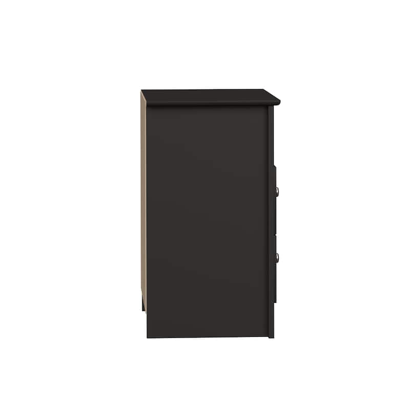 Broadway Black 2-drawer and Open Cubby Nightstand