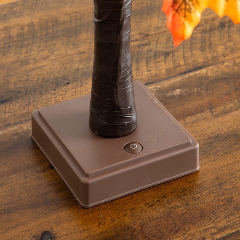 Pre-Lit Maple Artificial Fall Harvest Tree with Pumpkin - 2' - Warm White LED Lights