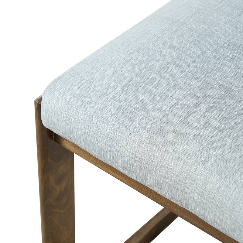 Christopher Knight Home - Modern Linen Upholstered Counter Height Bar Stools with Solid Wood Legs & Square Backrest, Set of 2