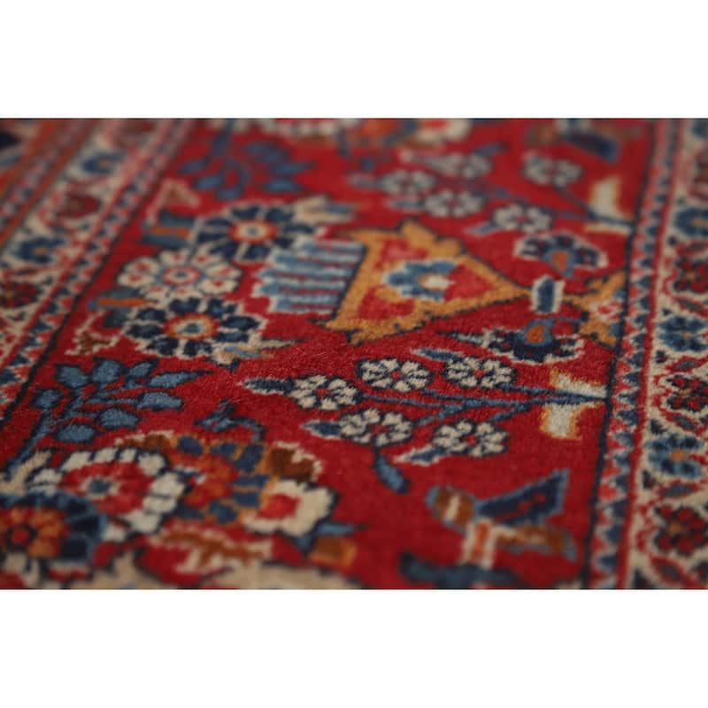 Hand Knotted Oriental 100% Wool Carpet Traditional Floral Navy Blue & Blues Isfahan Area Rug - 6' 8'' X 4' 6''