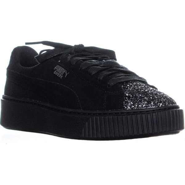Shop Puma Suede Platform Lace-Up Sneakers, Black/Aged Silver ... Shop Puma Suede Platform Lace-Up Sneakers, Black/Aged Silver ...