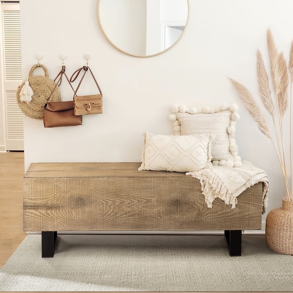 slide 2 of 12, COSIEST Outdoor Patio Log Bench, Rectangular MgO Garden Bench - 11.8"D x 48.4"W x 17.7"H