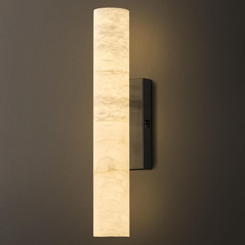 KAYLA 1-Light 20" Black LED Alabaster Wall Sconce - 500 - Black