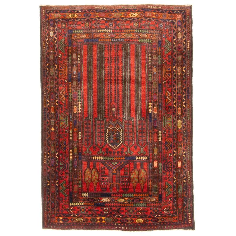 ECARPETGALLERY Hand-knotted Teimani Red Wool Rug - 2'8 x 4'0