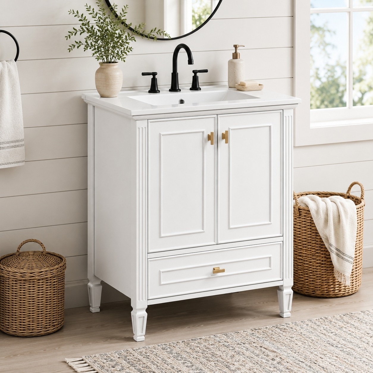 30 Inch Bathroom Vanity with Sink, Freestanding Cabinet with 2 Soft Close Doors and Drawer Storage
