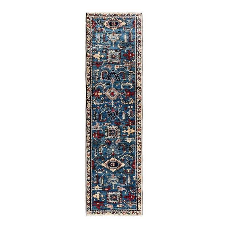Serapi One-of-a-Kind Hand-Knotted Runner Rug - Light Blue, 2' 7" x 9' 6" - 2' 7" x 9' 6"
