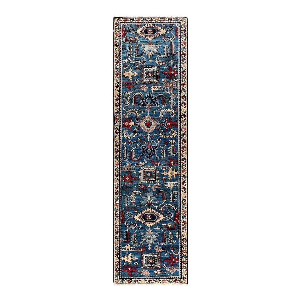 Serapi One-of-a-Kind Hand-Knotted Runner Rug - Light Blue, 2' 7" x 9' 6" - 2' 7" x 9' 6"